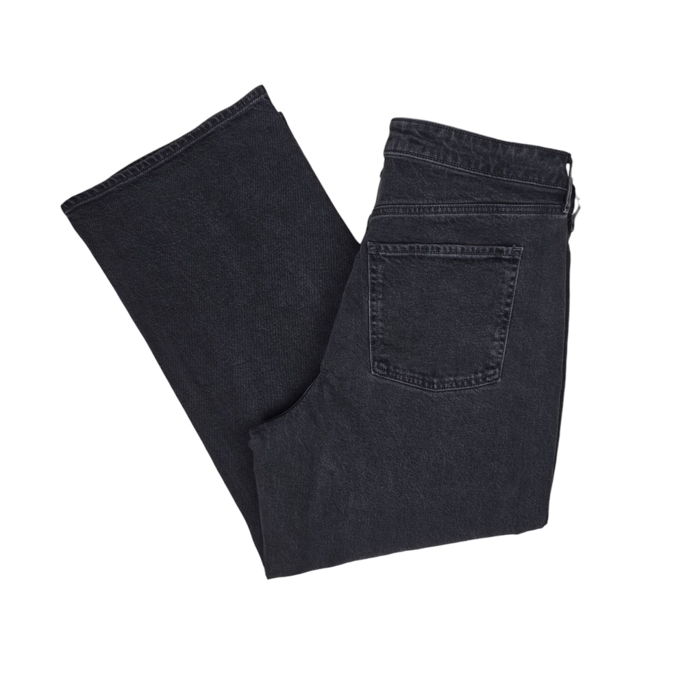 Old Navy Womens Black Extra High Rise Sky-Hi Wide Leg Denim Jeans Size 16P NWT